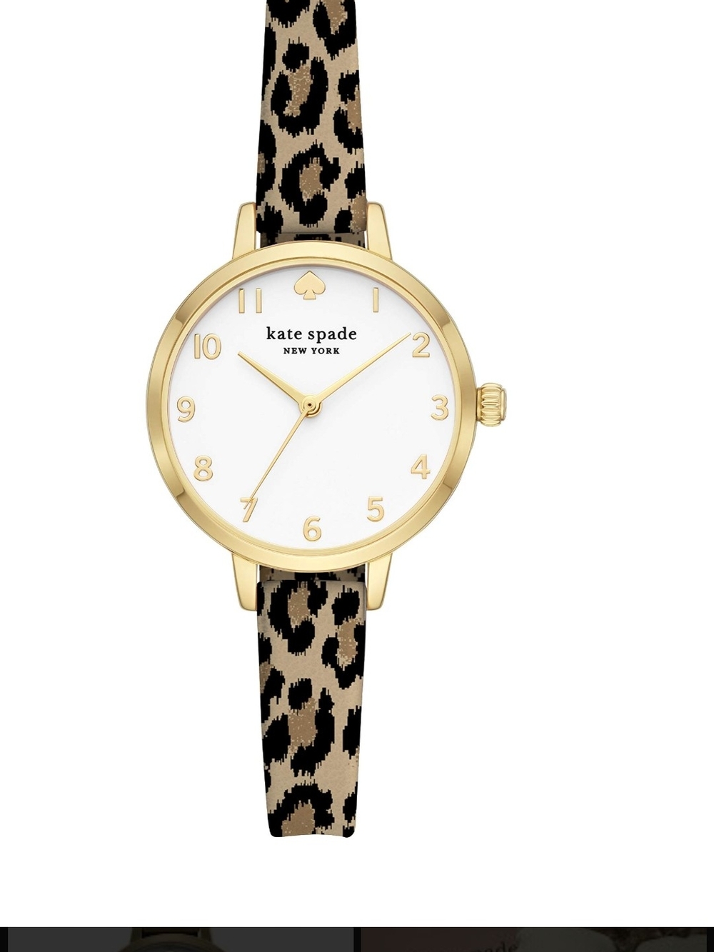 Kate Spade Gold-Tone Leopard Metro Watch with Silicone Band